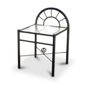 Black Metal Nightstand Glass End Table with Sunburst Arch  