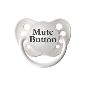  Personalized Pacifiers Mute Button Pacifier in White Baby