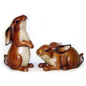  Brown Bunny Rabbit Figures   Set of 2