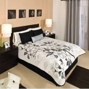 Black and White Comforter Sheets Bedding Set Twin 7 Pcs  