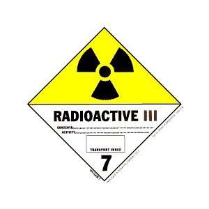  Radioactive III Label Class 7, 4 X 4 HML 418, 500 Per 