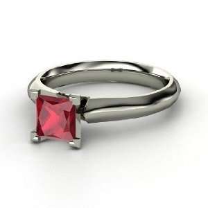  Simplicity Princess Ring, Princess Ruby 14K White Gold 
