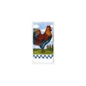  IWGAC 0126 316B Rooster Hand Towel Blue Checked Kitchen 