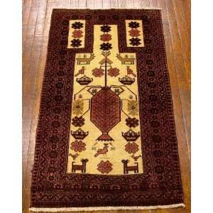   Knotted Balouch. prayer rug Persian Rug   50x210