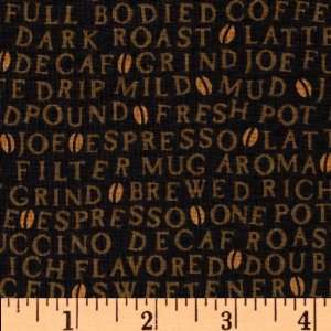  44 Wide Morning Rush Coffee Expressions Black Fabric By 