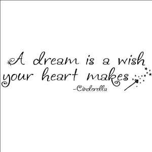  (NEW) A Dream Is A Wish Your Heart Makes wall sayings 