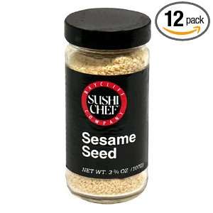 Sushi Chef Sesame Seeds, White, 3.75 Ounce Bottles (Pack of 12)