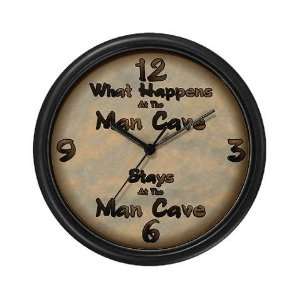  What Happens At The Man Cave Humor Wall Clock by 