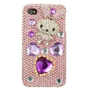  Iphone 4 Full 3d Diamond Case Cover Hot Pink Silver Rabbit 