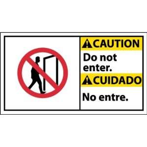 Caution, Do Not Enter (Bilingual W/Graphic), 10X18, Adhesive Vinyl 