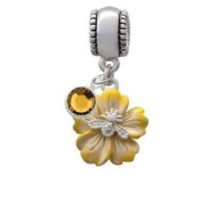   Flower European Charm Bead Hanger with Topaz Swarovski C Jewelry