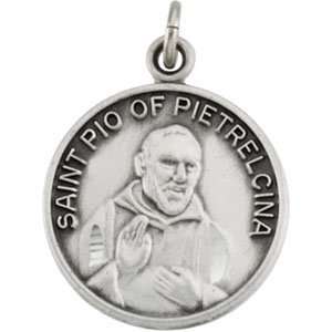  18.00 Mm 14K Yellow Gold St. Pio Medal Jewelry