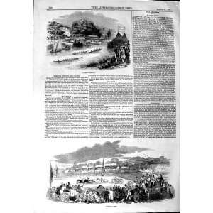  1844 READING REGATTA BOAT RIVER HORSE RACES SPORT