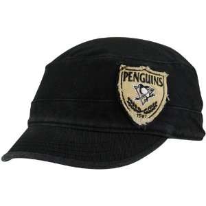   Pittsburgh Penguins Ladies Black Crest Military Style Adjustable Hat