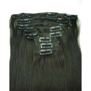 Pieces 19 20 Jet Black #1 Clip on in 100% Human Hair Extensions 100 