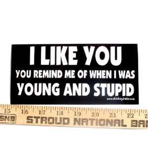 Like You You Remind Me Of When I Was Young And Stupid Bumper Sticker 