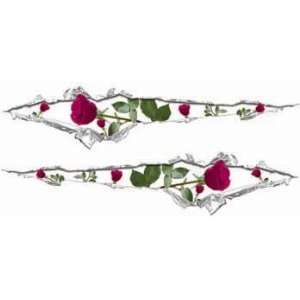  Ripped / Torn Metal Look Decals with Pink Roses   20 h x 