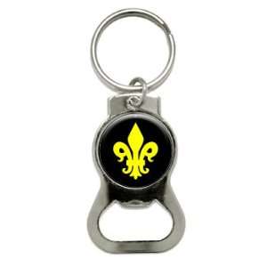   de Lis   Yellow Saints   Bottle Cap Opener Keychain Ring Automotive