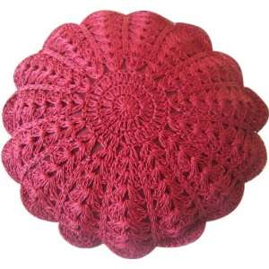  Crochet Paper Flower Red Strawberry Throw Pillow 18 Round 