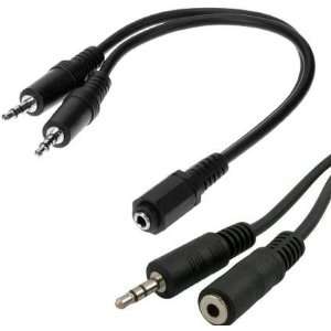 5mm Female to Two 3.5mm Male Stereo Adapter + 12FT 3.5mm Stereo 