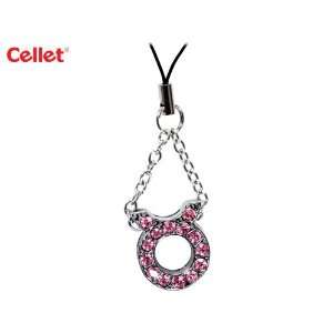   Phone Strap   Taurus Zodiac Sign With Pink Stones 