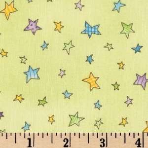  44 Wide Babys 2nd Step Stars Green Fabric By The Yard 
