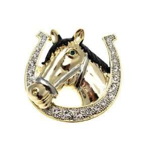  Acosta Brooches   Crystal Horse Head in Shoe Brooch   Gold 