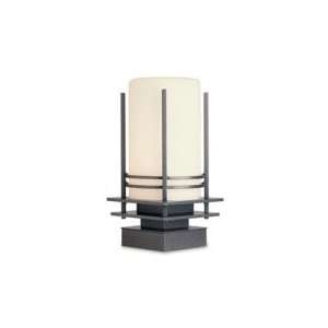   Light Outdoor Pier Lamp in Black with Stone glass