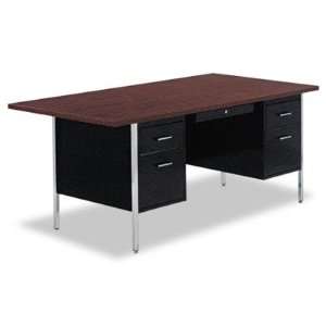  Double Pedestal Steel Desk   72w x 36d x 29 1/2h, Walnut 