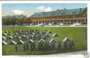 Plattsburgh Barracks & Soldier qts NY old postcard  