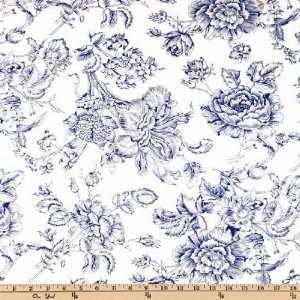  43 Wide Always & Forever Large Floral White/Blue Fabric 