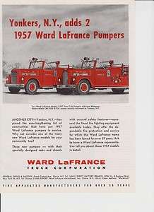 YONKERS NY ADDS TWO 1957 WARD PUMPERS AD  
