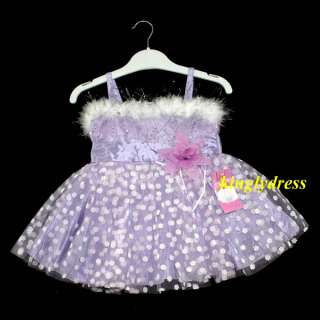 NEW Kid Toddles Pageant Wedding Birthday Party Princess Dress Lilac SZ 