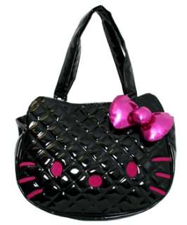 Tote Bag HELLO KITTY NEW Sanrio Cat Black Quilted Face Anime Licensed 