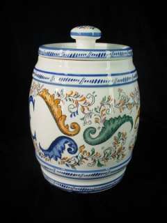 Capodimonte Hand Painted TABAC Pottery Tobacco HUMIDOR Jar & Lid 