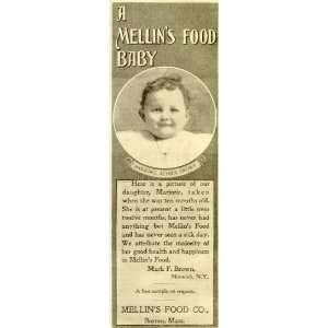  1899 Ad Mellins Baby Food Marjorie Althea Brown Portrait 