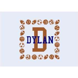 Personalized Sports Balls Square Frame with Monogram and Custom Name 