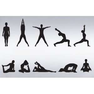   Wall Art Decal Sticker Yoga Poses Silhouette Position 