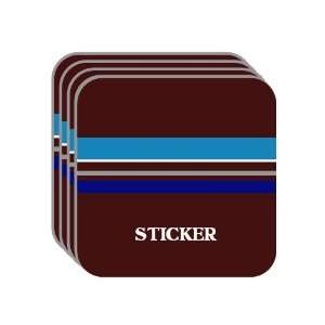 Personal Name Gift   STICKER Set of 4 Mini Mousepad Coasters (blue 