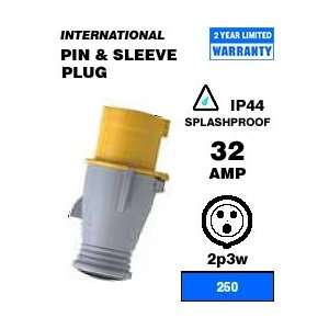  Leviton SP332 P6 32 Amp, 250 Volt, IEC 309 1 and 309 2, 2P 