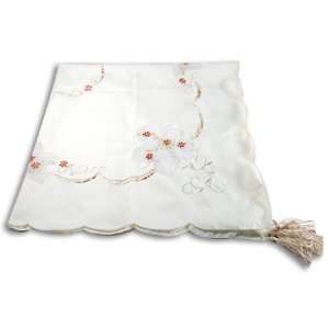  Embroidery Tablecloths 43 x 43 (inch), Ivory with Gold 