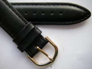 Plain black slightly padded simple leather watch band  