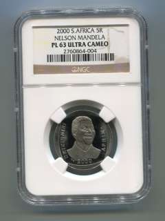 NGC PROOF PL 63 SOUTH AFRICA Nelson Mandela R5 Year 2000 Coin  