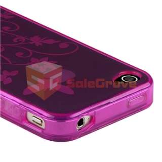 Clear Pink Flower Soft Silicone Case Skin Cover+Privacy Protector for 