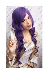 094 New long Purple Cosplay Curly Wig 100cm  
