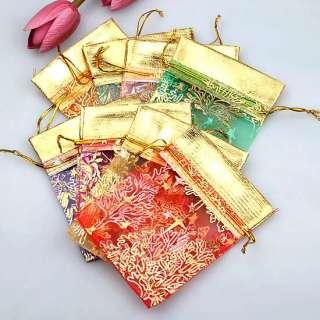50P Mix Color Organza Tree Jewelry Gift Bags 9X11cm  