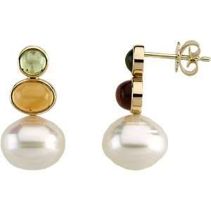 14K Yellow Gold Paspaley South Sea Cultured Pearl, Genuine Peridot And 
