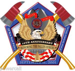 Firefighrter Decal Sticker   10th Anniversary Decal 2 x 2 Pentagon 
