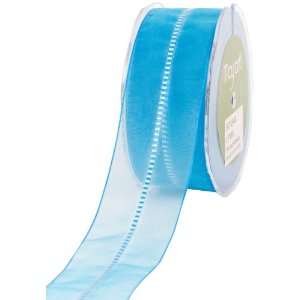  May Arts 1 1/2 Inch Wide Ribbon, Turquoise Sheer with 