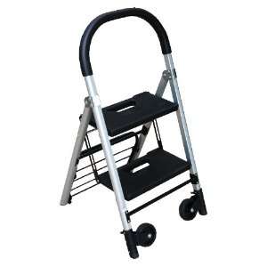 Vestil C 130 2 Aluminum Ladder and Cart with 2 Step, 300 lbs Capacity 